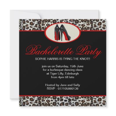 Animal Print & Stiletto Heels Bachelorette Party Personalized Announcements by claire_shearer