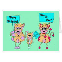 Animal protesters; Happy Birthday!, Greeting Card