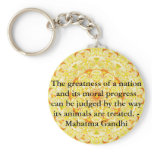 animal rights quote - Mahatma Gandhi Keychain