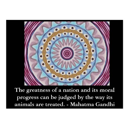 animal rights quote - Mahatma Gandhi Postcard