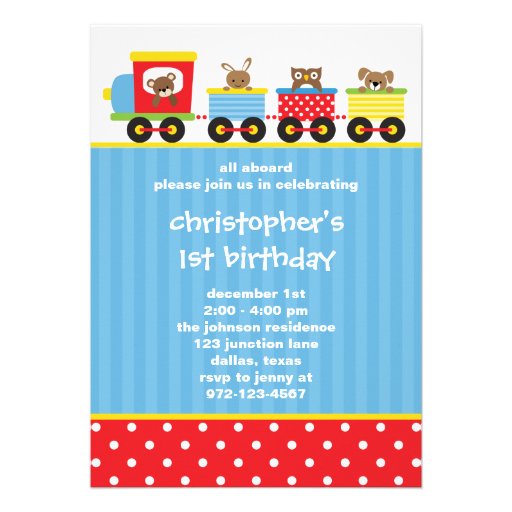 Animal Train Invitations