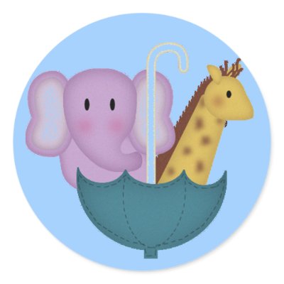 Animals in an Umbrella Stickers by mrssocolov2