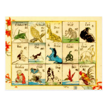Animals labelled in Japanese & English Post Card
