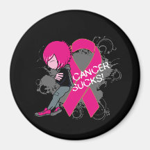 Animated Boy Cancer Sucks - Breast Cancer Magnets