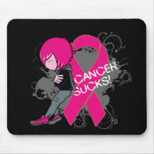 Animated Boy Cancer Sucks - Breast Cancer Mouse Mat