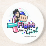 Animated Fight Like A Girl Thyroid Cancer coasters