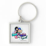 Animated Fight Like A Girl Thyroid Cancer keychains