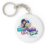 Animated Fight Like A Girl Thyroid Cancer keychains