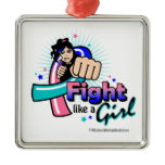 Animated Fight Like A Girl Thyroid Cancer ornaments