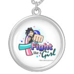 Animated Fight Like A Girl Thyroid Cancer necklaces