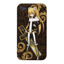 Anime Beauty of The Cross - Gold Brocades on Black iPhone 4/4S Cases