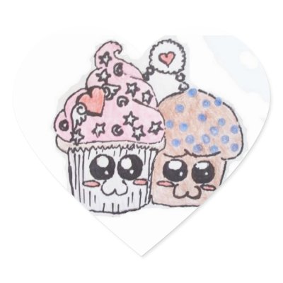 anime cupcake and muffin in love stickers by viperfan1