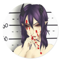 Anime cute evil guy with blood stickers