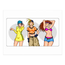 Anime Girl Triplets Post Card