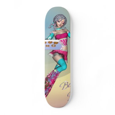 Anime girl with cookies Skateboard by wild_menagerie
