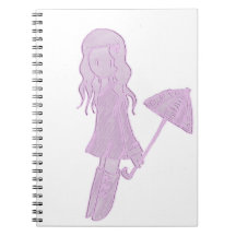 Anime Girl with Umbrella Spiral Notebooks