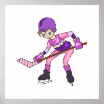 Anime Hockey Girl Print