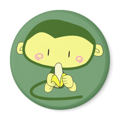 Anime Monkey w/ Banana Fridge Magnets by rtaylor2113