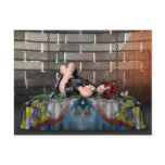 Anime Redhead Resting at Goth City Postcard
