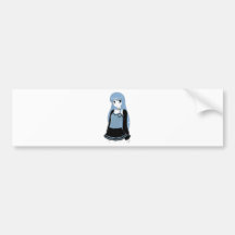 Anime style Monochrome Girl Bumper Sticker