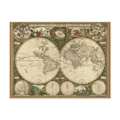 Anitque Vintage World Map Postcards by RavenSpiritPrints