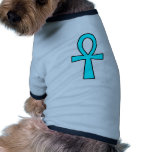 Ankh Egyptian Hieroglyphic Cross Key Life Blue Dog T Shirt