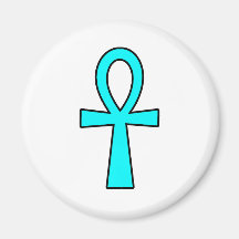 Ankh Egyptian Hieroglyphic Cross Key Life Blue Refrigerator Magnet