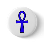 Ankh Egyptian Hieroglyphic Symbols Life Key Blue Pinback Buttons
