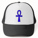 Ankh Egyptian Hieroglyphic Symbols Life Key Blue Mesh Hat