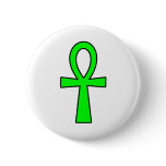 Ankh Egyptian Hieroglyphic Symbols Life Key  Green Pinback Button