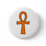 Ankh Egyptian Hieroglyphic Symbols Life Key Orange Pinback Button