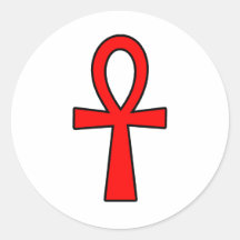 Ankh Egyptian Hieroglyphic Symbols Life Key Red Round Stickers