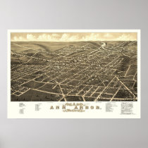Ann Arbor, MI Panoramic Map - 1880 Poster
