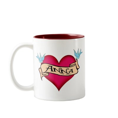 Anna - Custom Heart Tattoo T-shirts & Gifts Coffee Mug by customtattoogifts