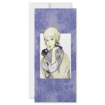Anna on the telephone custom rack card