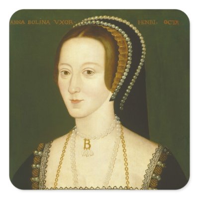 Anne Boleyn Second Wife of Henry VIII Portrait Square Stickers by wallarts