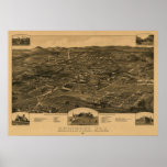 Anniston, AL 1887 Panoramic Map Birds Eye View Poster