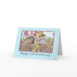 Anniversary, 10th,  Parrots and Crab Apple Blossom Greeting Cards