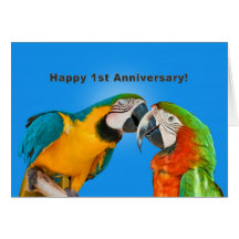 Anniversary, 1st, Loving Parrots Cards