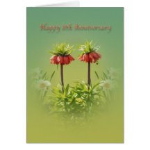 Anniversary, 8th, Red Rubra Tulips Greeting Card