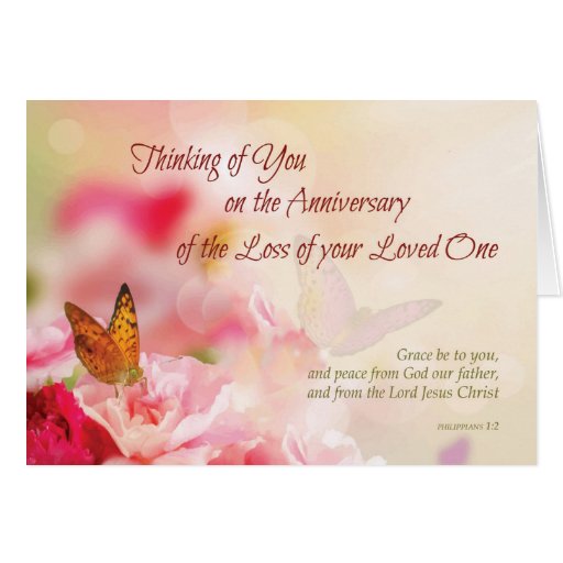 Anniversary of Loss of Loved One’s Death, Flowers Greeting Card Zazzle