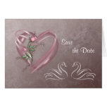 Announcement, Save the date card- Hearts and swans
