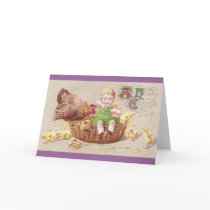 Annoyed Hen & Naughty Child Vintage Easter Card