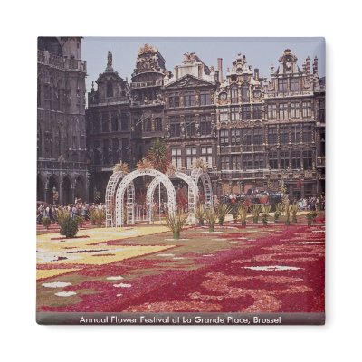 Annual Flower Festival at La Grande Place, Brussel Refrigerator Magnet by beautifulclicks