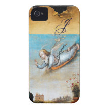 ANNUNCIATION ANGEL  MONOGRAM ,Brown Parchment iPhone 4 Case-Mate Cases