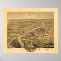 Anoka Minnesota 1869 Antique Panoramic Map Poster
