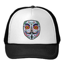 ANONYMOUS Day of the Dead 3 Art Anon Mask 4Chan Mesh Hats