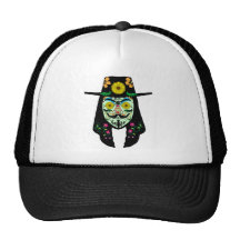 ANONYMOUS Day of the Dead 5 Anon Mask Sugar skull Mesh Hat