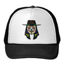 ANONYMOUS Day of the Dead 6 Anon Mask Sugar skull Mesh Hats