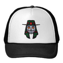 ANONYMOUS Day of the Dead 8 Anon Mask Sugar skull Mesh Hat